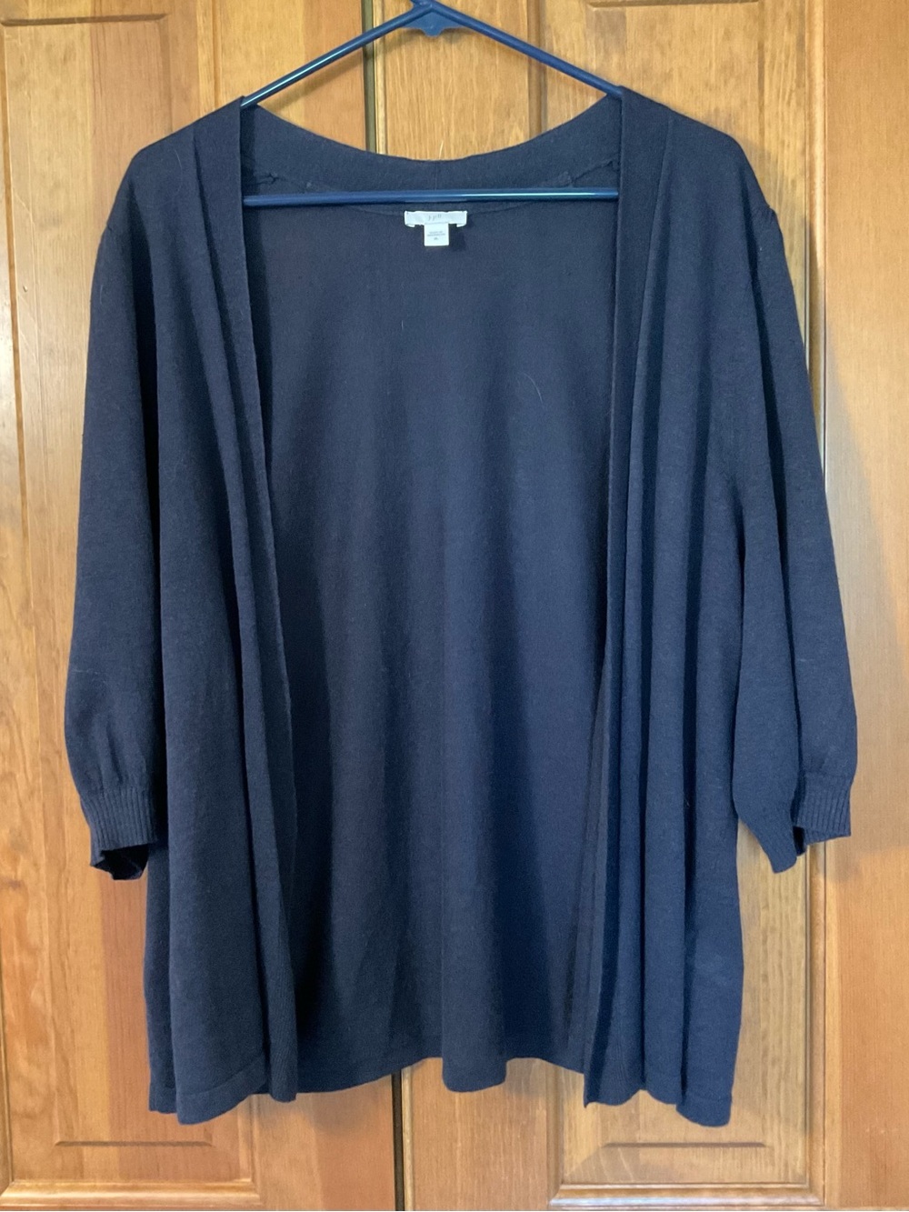 Women's J Jill Navy Blue Knit Sweater Lightweight Cardigan/55% linen,45% rayon